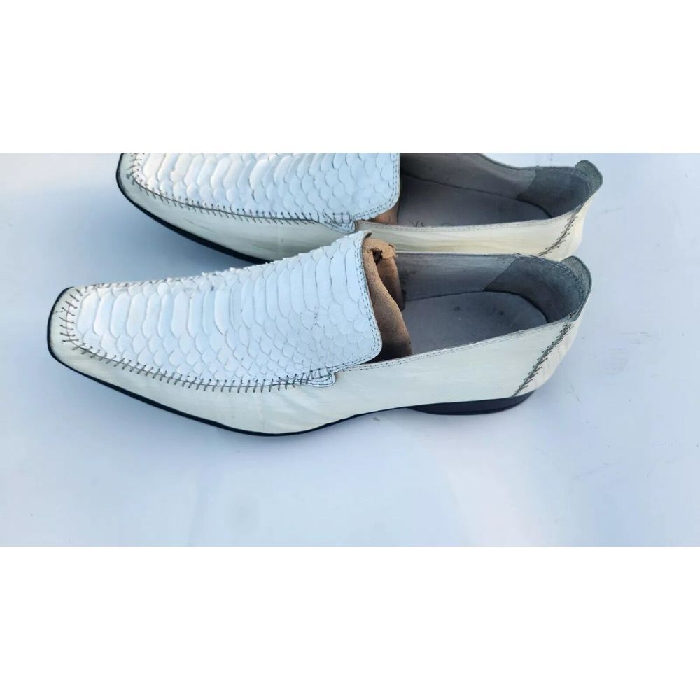 Aldo Leather/Snakeskin Dress Shoes Slip On Size US 11 White Leather‎